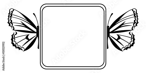 Black and white frame with butterflies silhouettes