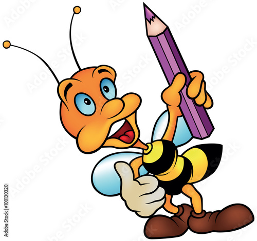 Wasp holding Pencil - Color...