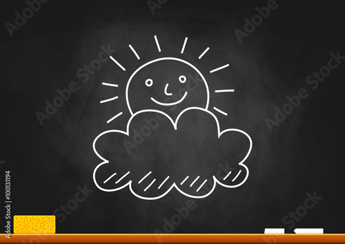 Weather drawing on blackboard