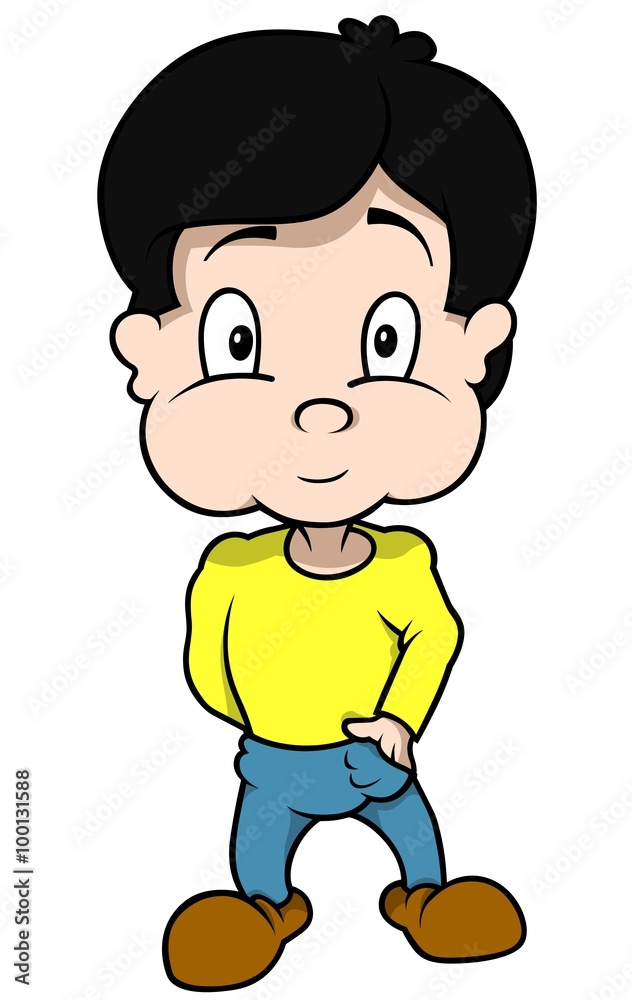 Boy Standing - Cartoon Illustration, Vector