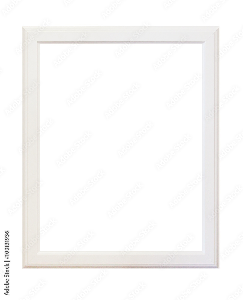 Empty wooden white picture frame isolated Empty wooden white picture frame isolated