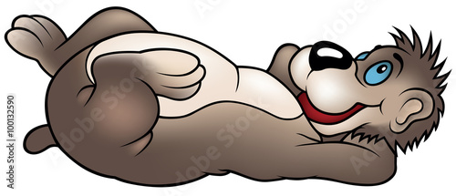 Bear Lazing - Colored Cartoon Illustration, Vector