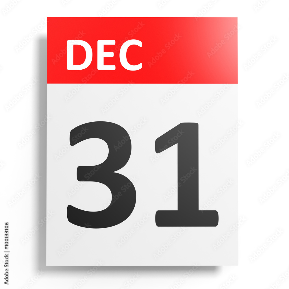 Calendar on white background. 31 December. Calendar on white background. 31 December.