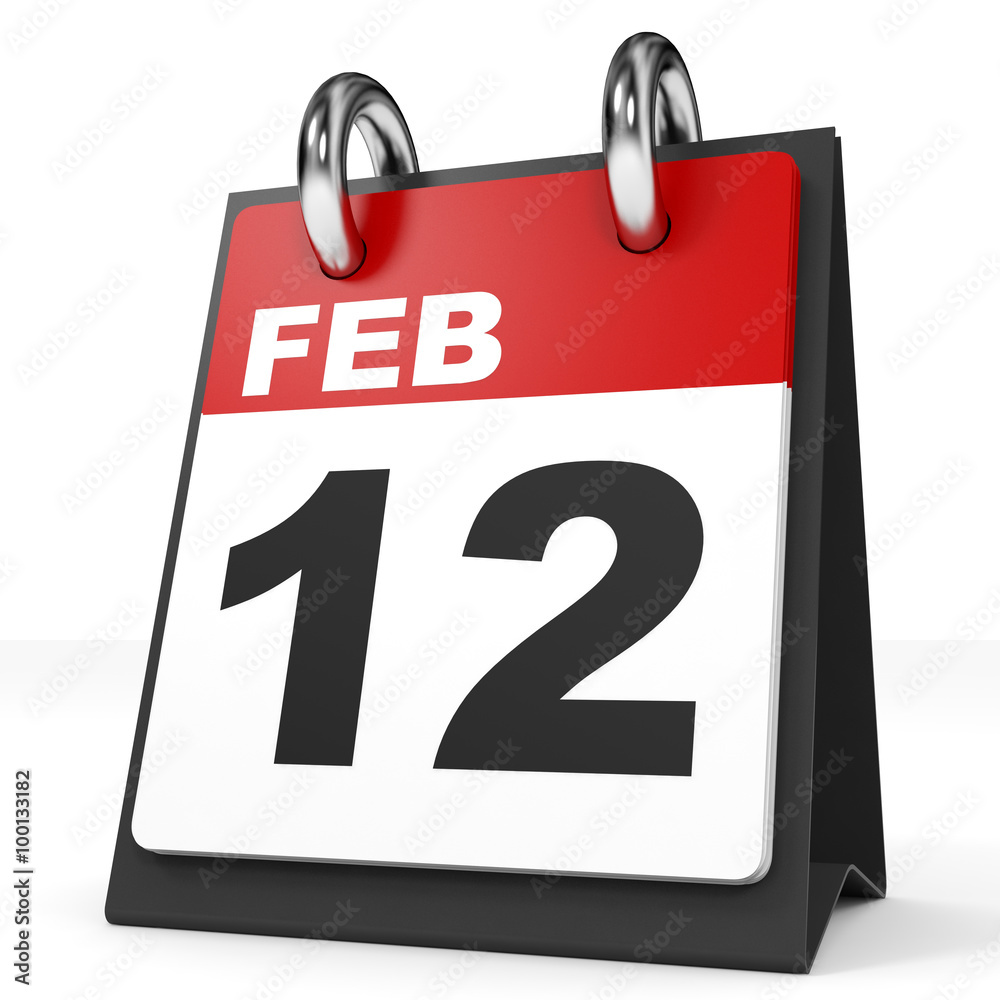 Calendar on white background. 12 February. Calendar on white background. 12 February.