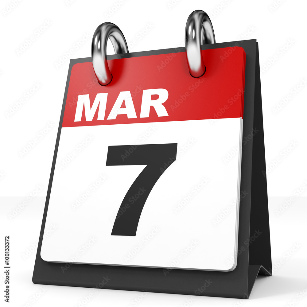 Calendar on white background. 7 March. Calendar on white background. 7 March.