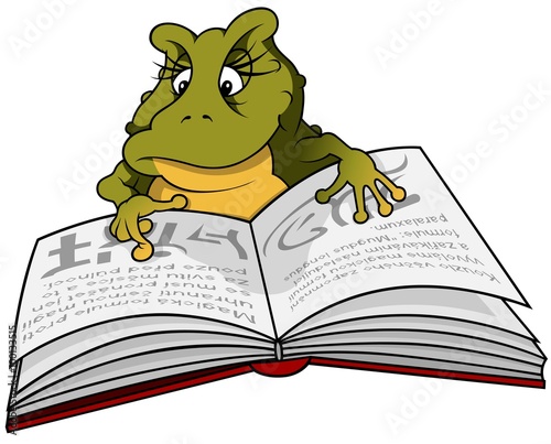 Frog Reading Book - Cartoon Illustration, Vector © Roman Dekan