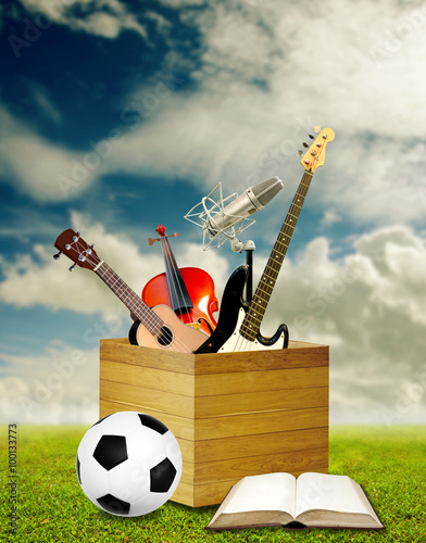 Relax after classroom with music and sport concept