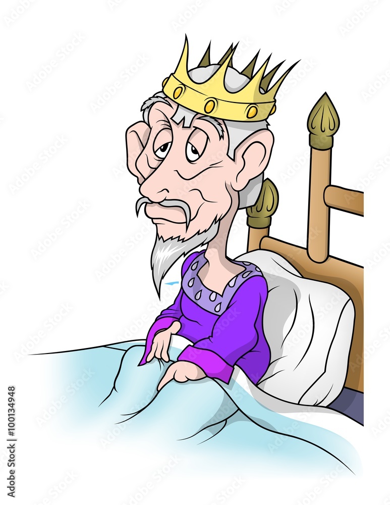Old King In Bed Cartoon Illustration, Vector Stock Vector Adobe Stock