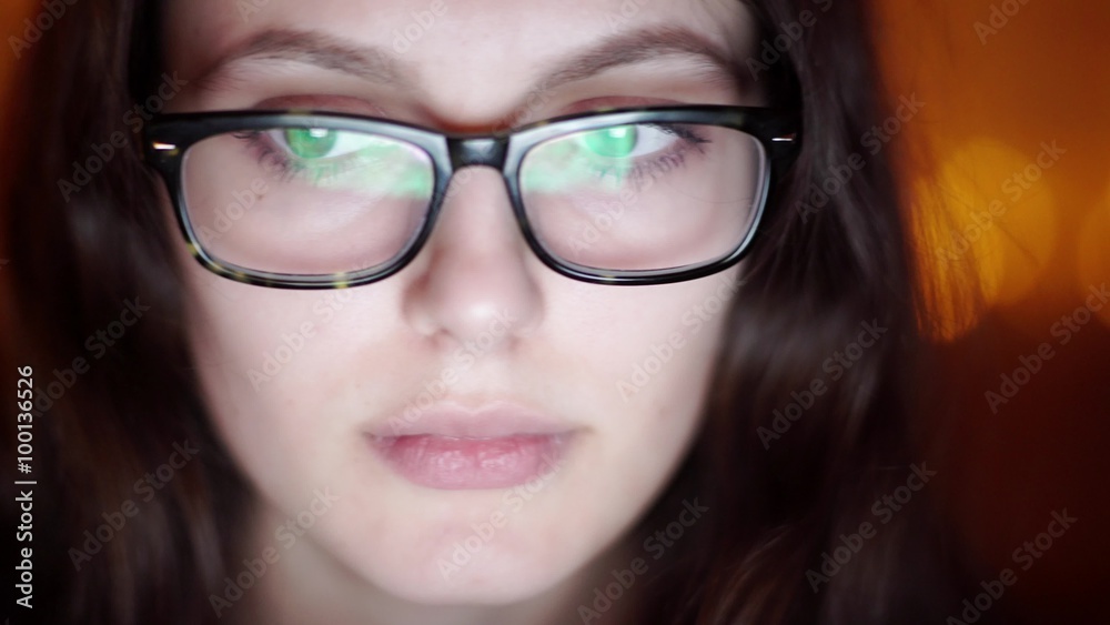 Beautiful Young Woman With Glasses Using Tablet Computer Beautiful Young Woman With Glasses Using Tablet Computer