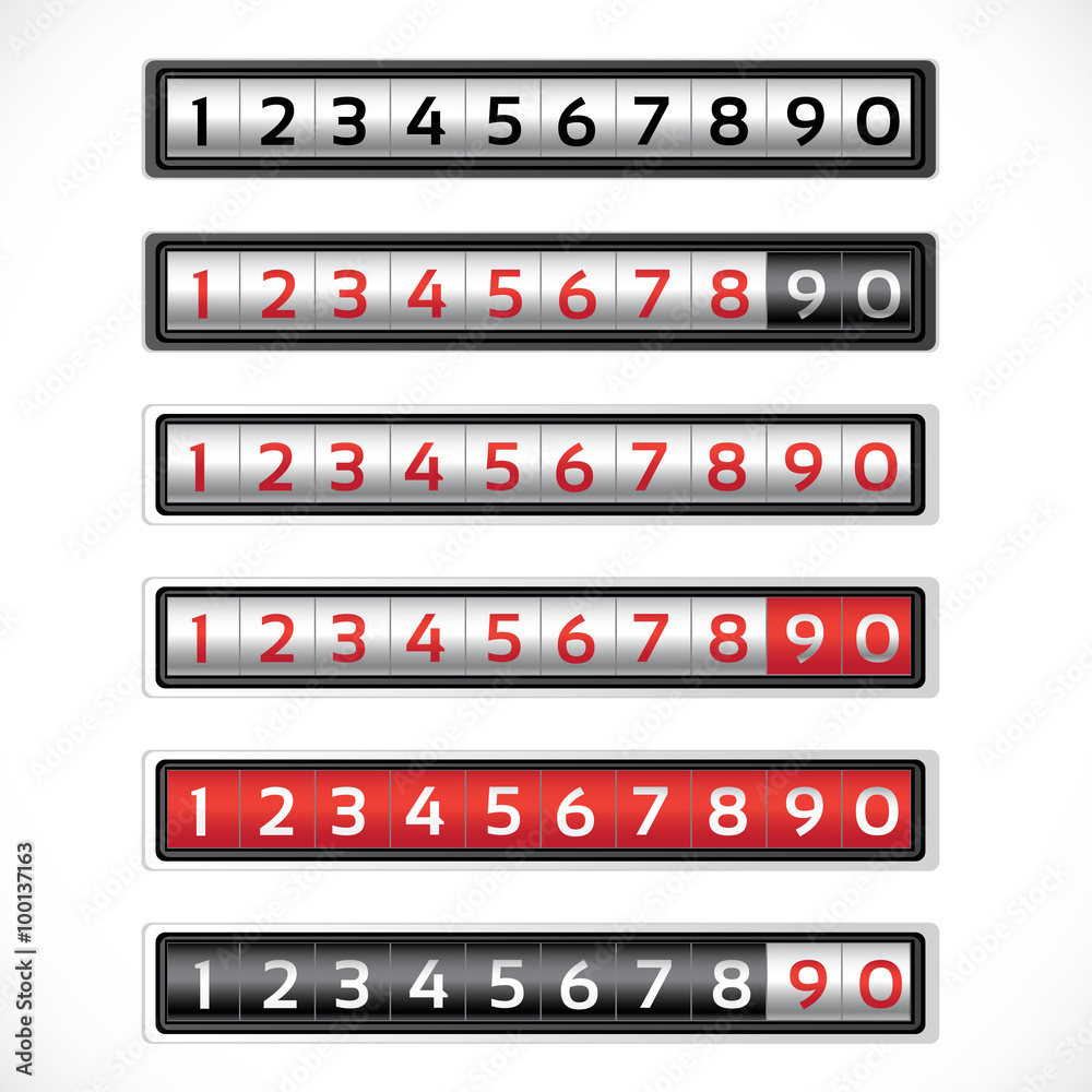 Black, white and red counters of some color variations Black, white and red counters of some color variations