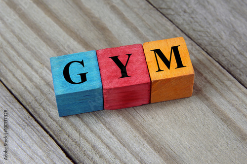 gym text on colorful wooden cubes