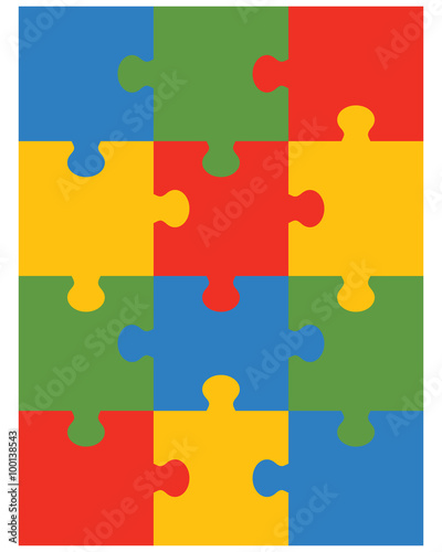 Vector illustration of colorful puzzle, separate pieces