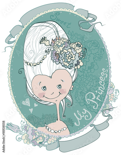 My princess. Portrait of little lady in Marie Antoinette style.