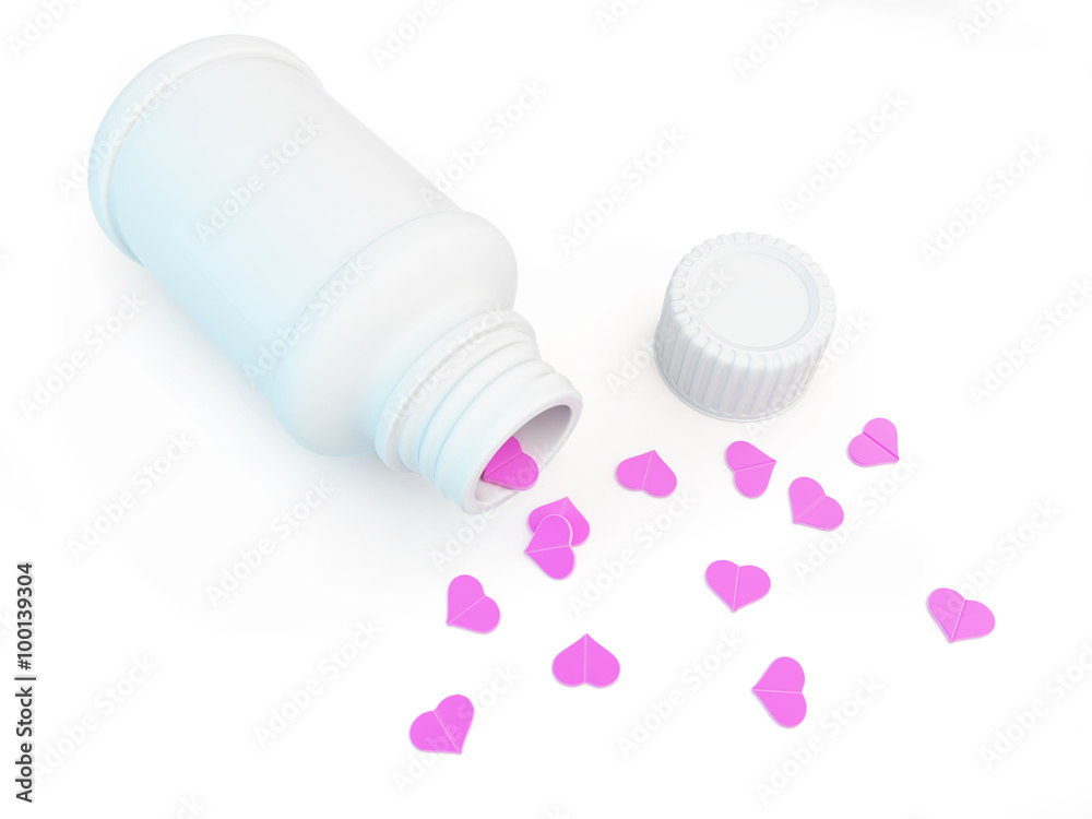 container for tablet heart on a white background container for tablet heart on a white background