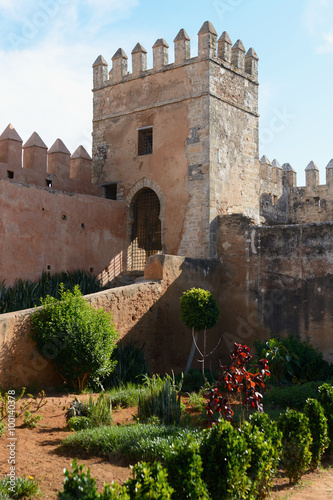 Rabat, Morocco - December 26, 2015: Andalusian garden of Udayas Kasbah in Rabat, Morocco