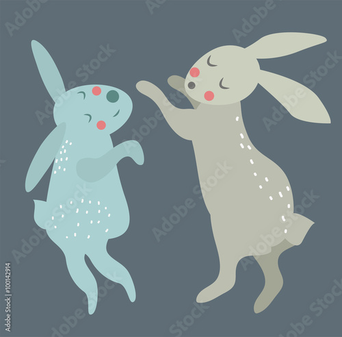 Easter bunny cute vector style