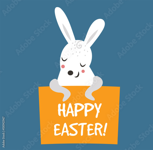 Easter bunny cute vector style