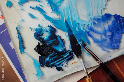 Mess of blue paints