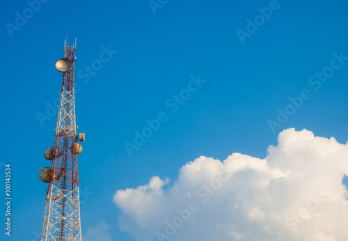 Communication Pole with Blue Sky