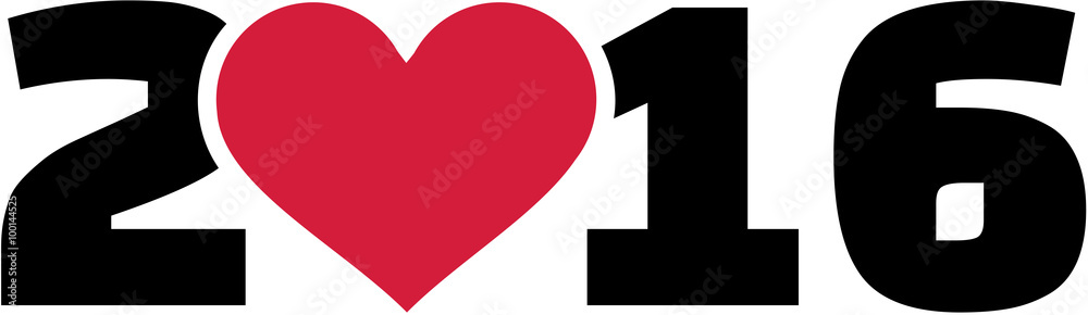 2016 with red heart 2016 with red heart