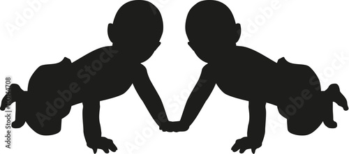 Baby twins silhouette