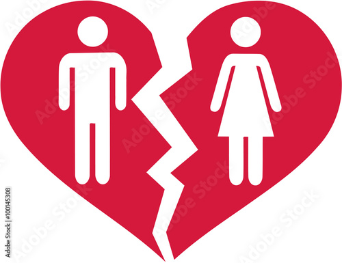 Divorced couple in broken heart