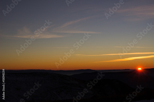 Sunrise in the mountains. © trek6500