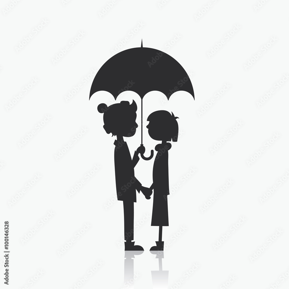 Couple cartoon characters in love under umbrella Stock Vector | Adobe Stock