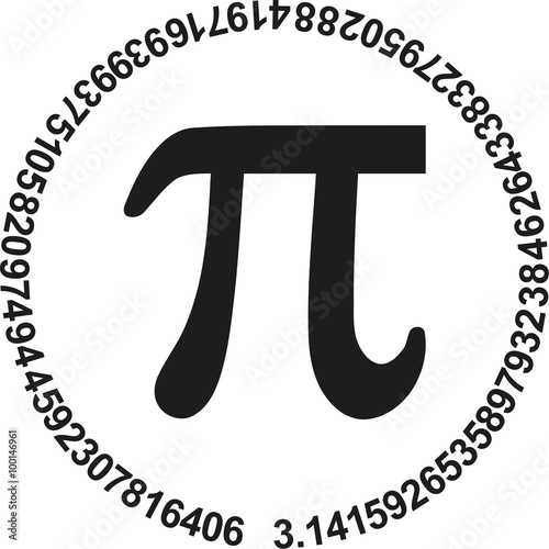 Pi with numbers of pi in a circle