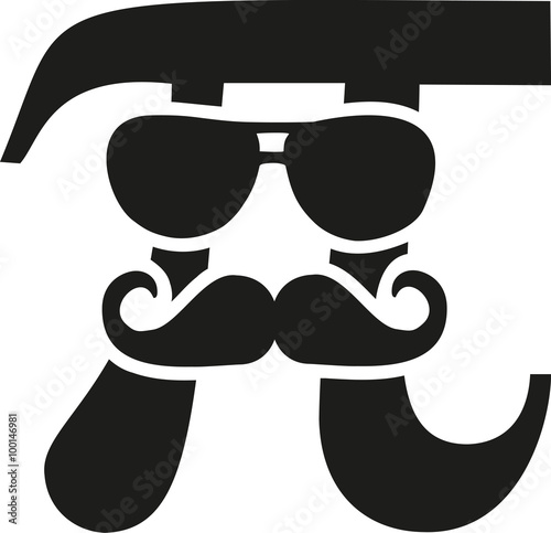 Pi sign with glasses and mustache