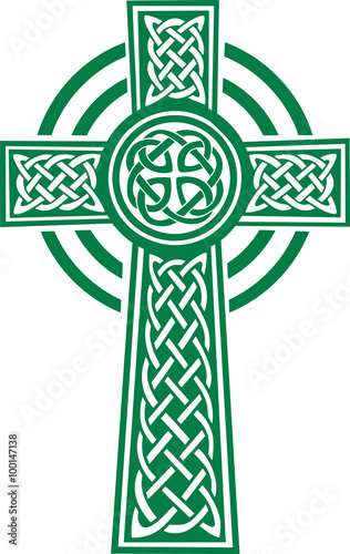 Green celtic cross with details