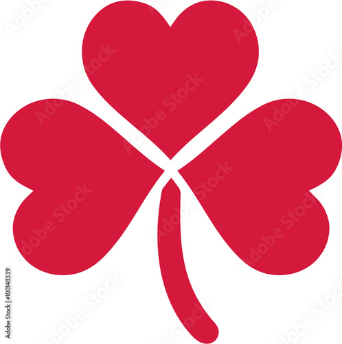 Red lovely shamrock of three hearts