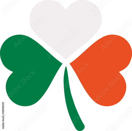 Three color clover in irish flag colors