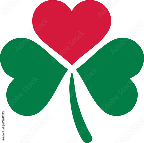 Three leaf clover with on leaf as a heart