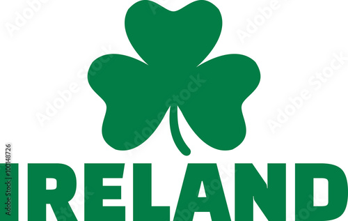 Green Ireland word with clover