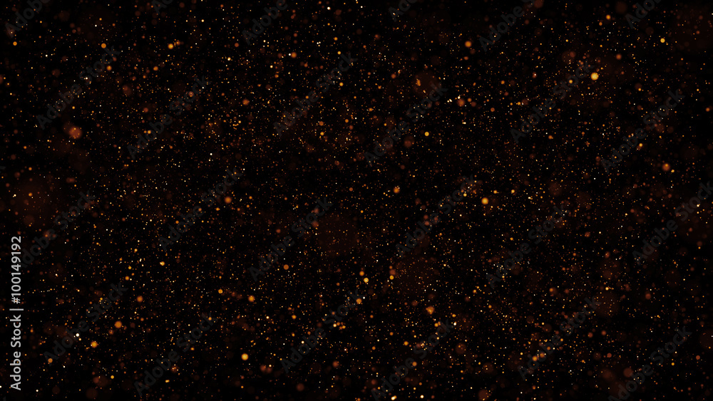 a lot of small shiny particles with different scale covered dark background