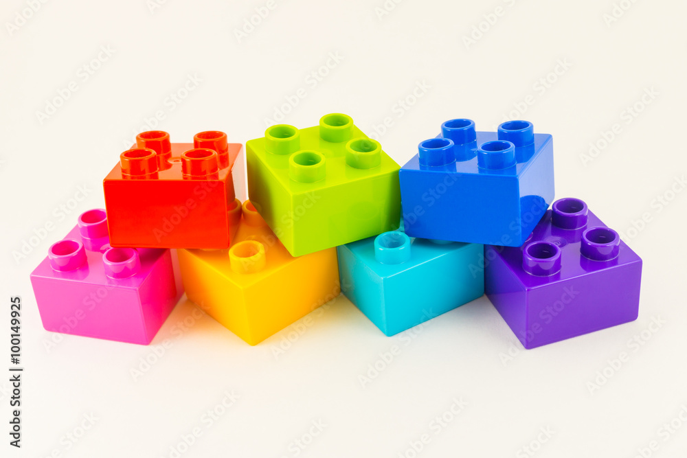Colorful Building plastic toy Blocks Isolated On White Colorful Building plastic toy Blocks Isolated On White