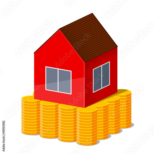 House and gold coins