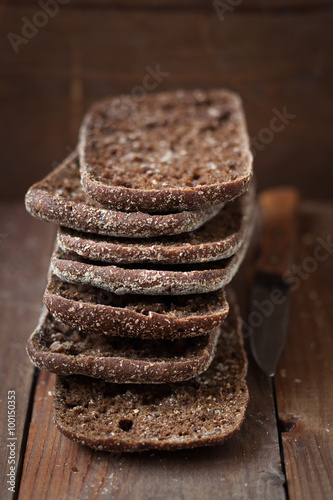 Stack of finnish rye bread,shallow depth of field