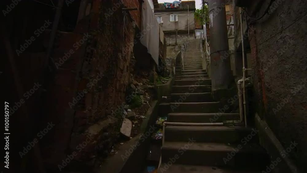 Rio de Janiero, Favela -  Steadycam shot walking upstairs in Rio, Brazil