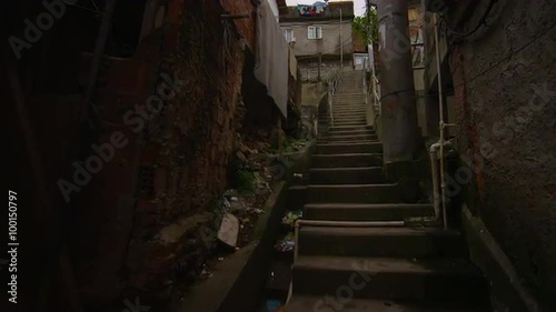 Rio de Janiero, Favela -  Steadycam shot walking upstairs in Rio, Brazil