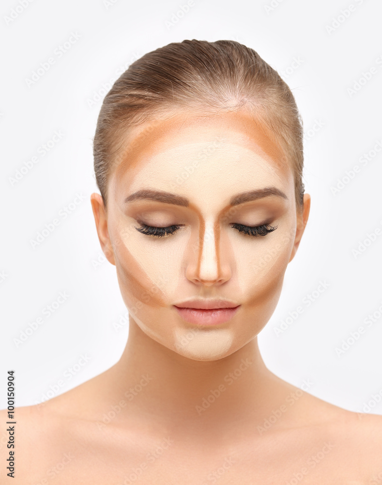 Contouring.Make up woman face. Contour and highlight makeup. Contouring.Make up woman face. Contour and highlight makeup.