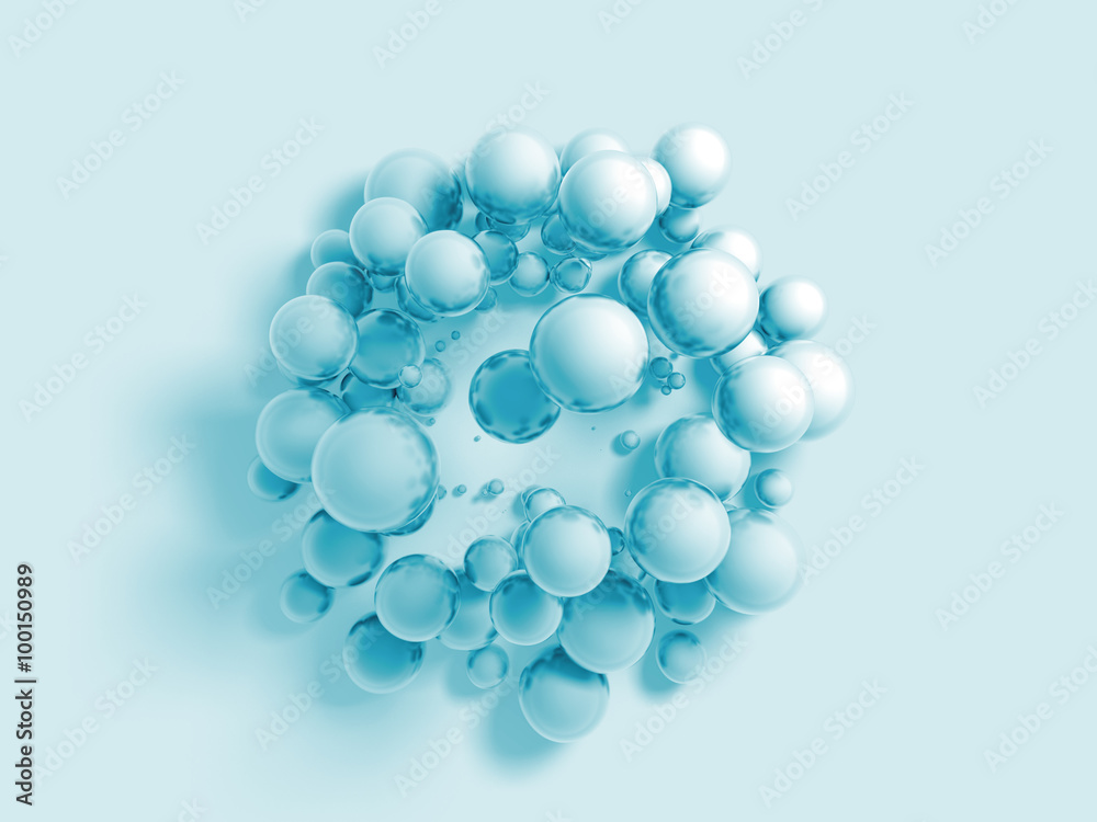 Fototapeta premium abstract geometry background with balls collisioned above flat surface 