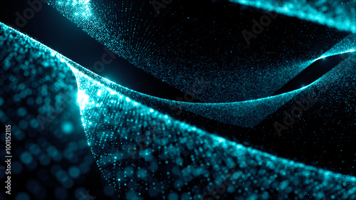 Slika na platnu abstract particle background, 3d render with depth of field, glow and randomize