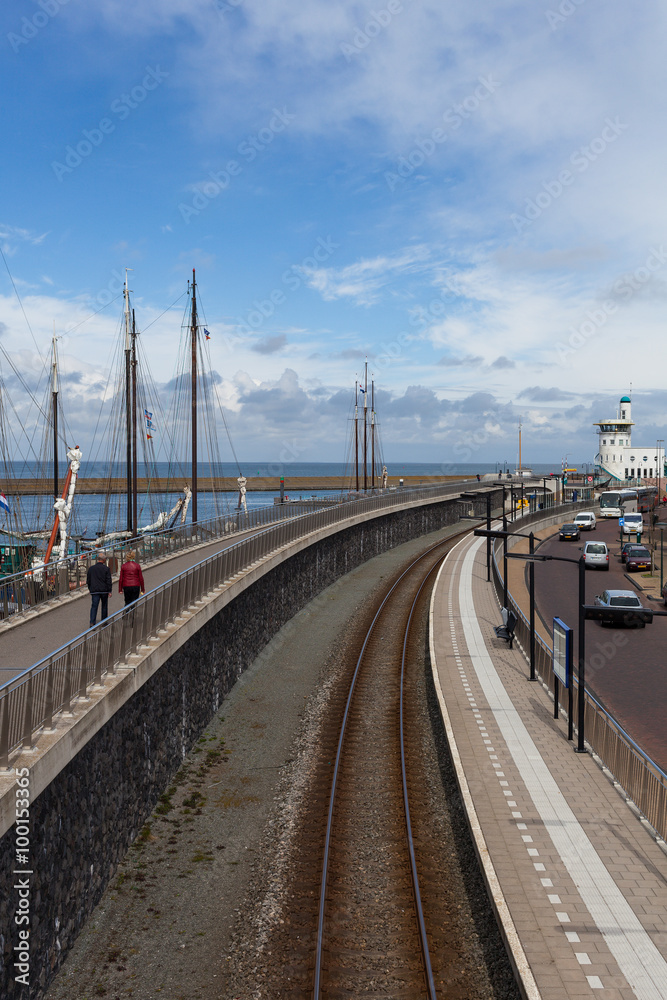 Railway-station by harbour in Harlingen, Netherlands