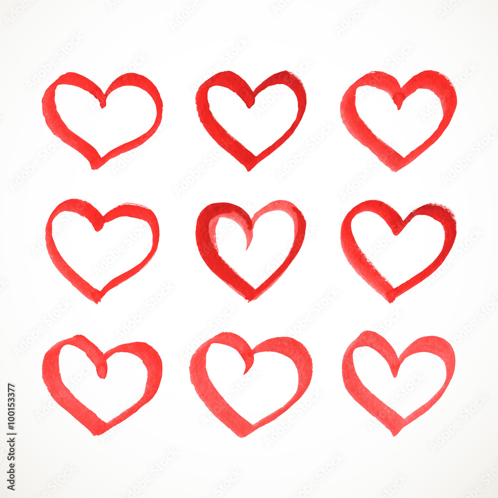 Watercolor heart set on a white background Watercolor heart set on a white background