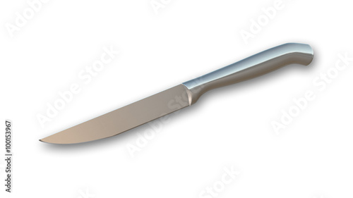 Kitchen knife isolated on white background, close-up view