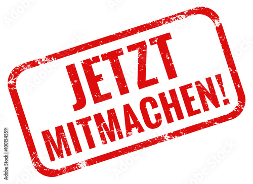 Jetzt mitmachen Stempel rund rot