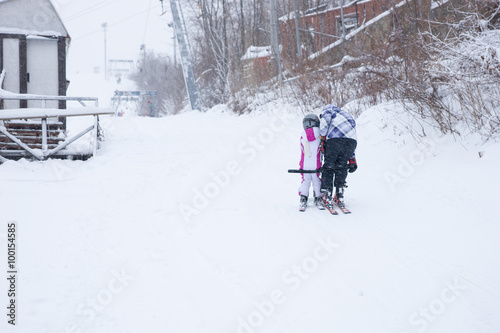 Child learning to ski
