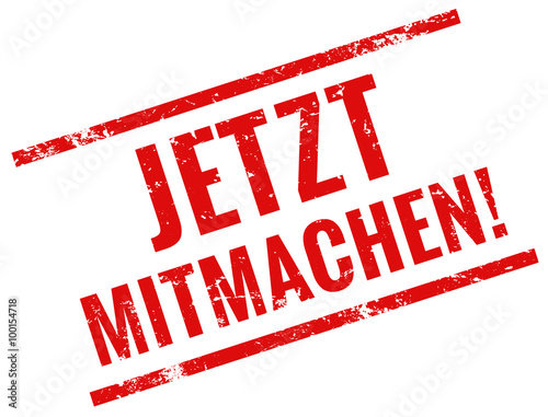 Jetzt mitmachen Stempel rund rot